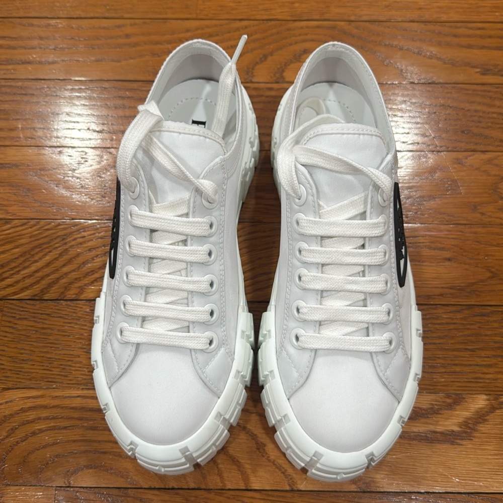 Authentic New Prada double wheel re-nylon Gabardine sneakers